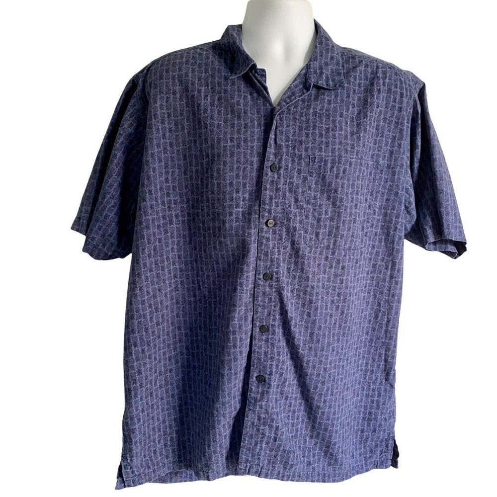 L2 Casual Cotton Short Sleeve Button Down Shirt Mens Large